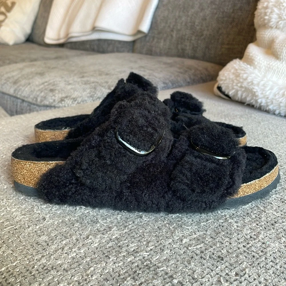 NWT BIRKENSTOCK BIG BUCKLE Fur Lined Sandals! - Picture 2 of 11